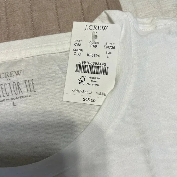 NWT J. Crew White W/Green Glitter Clover Graphic Tee - Picture 4 of 10